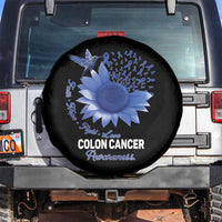 Colon Cancer Awareness Spare Tire Cover Faith Hope Fight Love Blue Sunflower Ribbon