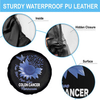 Colon Cancer Awareness Spare Tire Cover Faith Hope Fight Love Blue Sunflower Ribbon