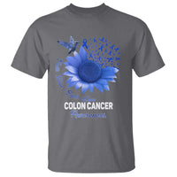 Colon Cancer Awareness T Shirt Faith Hope Fight Love Blue Sunflower Ribbon