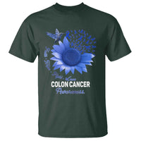 Colon Cancer Awareness T Shirt Faith Hope Fight Love Blue Sunflower Ribbon
