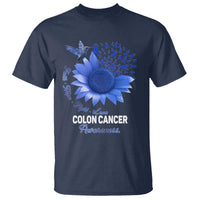 Colon Cancer Awareness T Shirt Faith Hope Fight Love Blue Sunflower Ribbon
