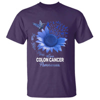 Colon Cancer Awareness T Shirt Faith Hope Fight Love Blue Sunflower Ribbon