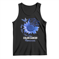 Colon Cancer Awareness Tank Top Faith Hope Fight Love Blue Sunflower Ribbon