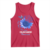 Colon Cancer Awareness Tank Top Faith Hope Fight Love Blue Sunflower Ribbon