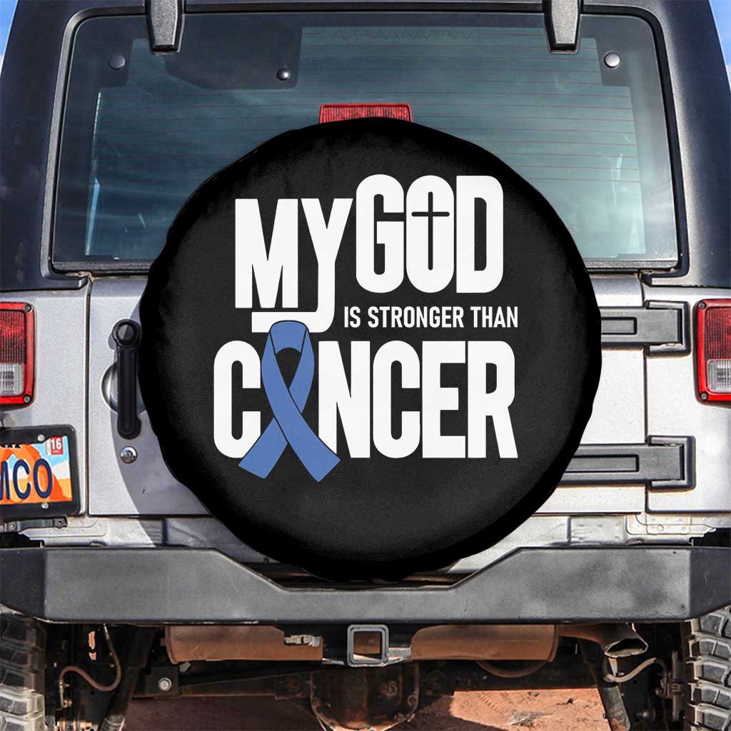 Colorectal Cancer Awareness Spare Tire Cover My God Is Stronger Than Cancer