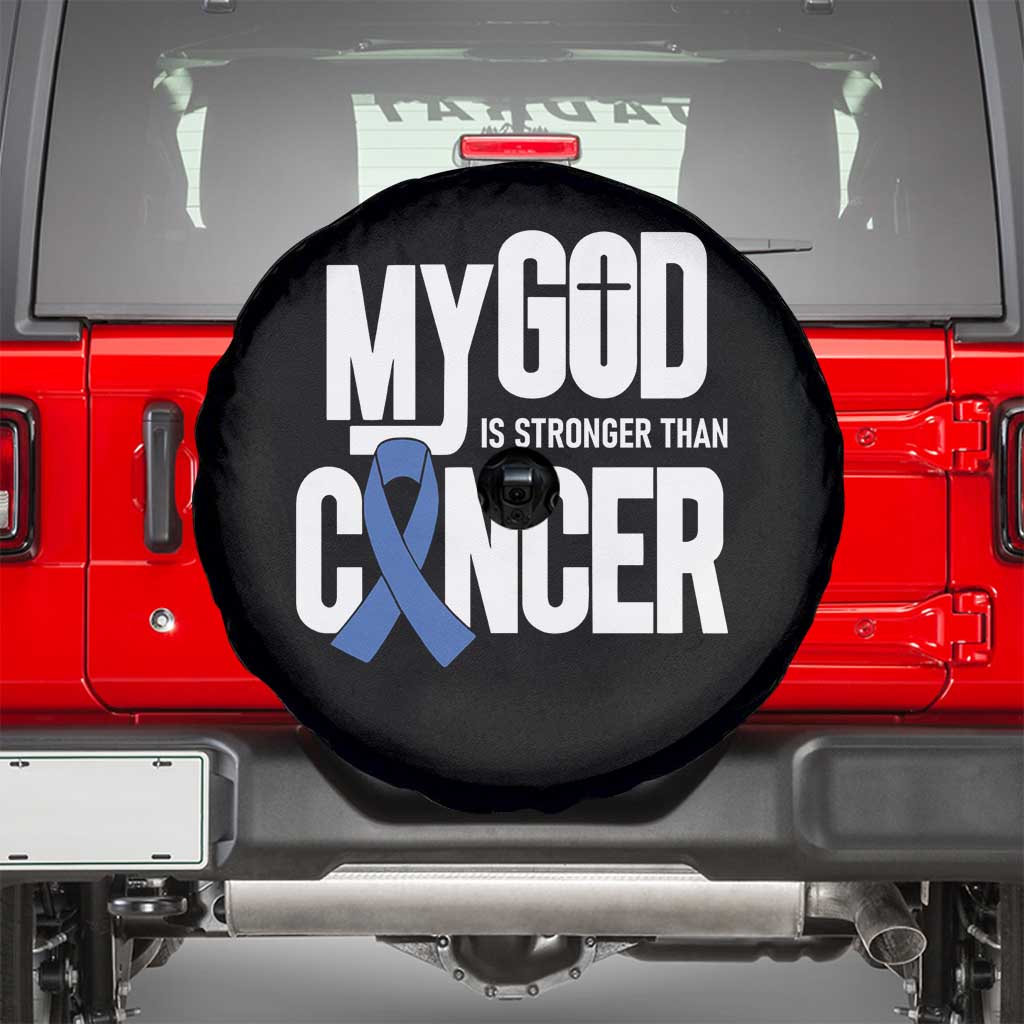 Colorectal Cancer Awareness Spare Tire Cover My God Is Stronger Than Cancer