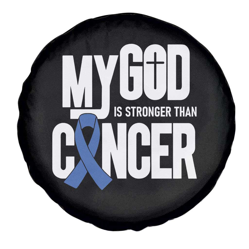 Colorectal Cancer Awareness Spare Tire Cover My God Is Stronger Than Cancer