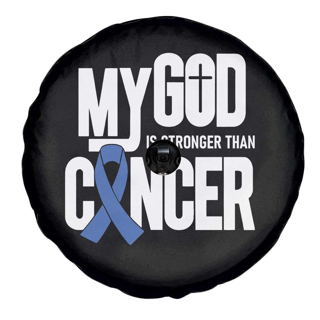 Colorectal Cancer Awareness Spare Tire Cover My God Is Stronger Than Cancer