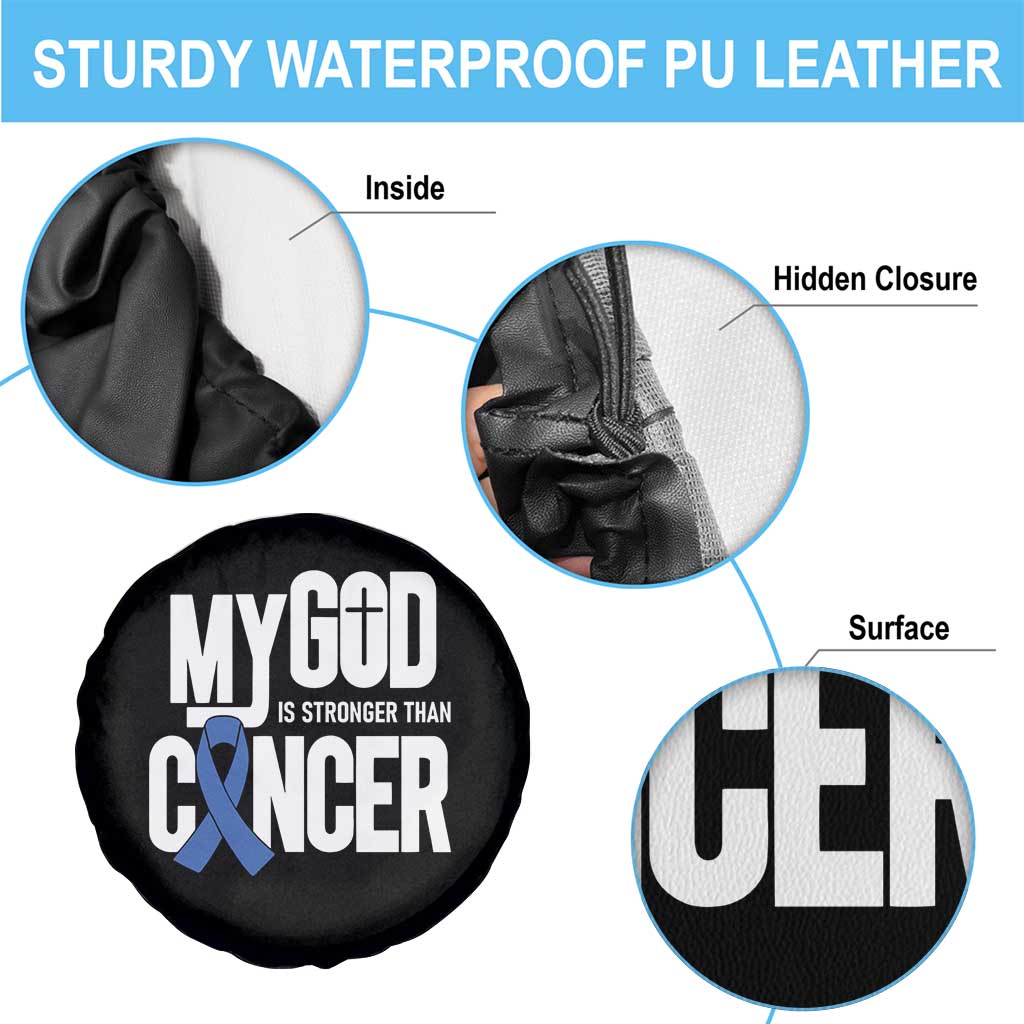 Colorectal Cancer Awareness Spare Tire Cover My God Is Stronger Than Cancer