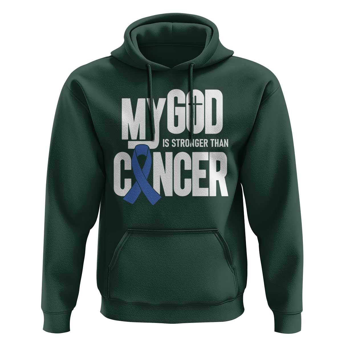 Colorectal Cancer Awareness Hoodie My God Is Stronger Than Cancer