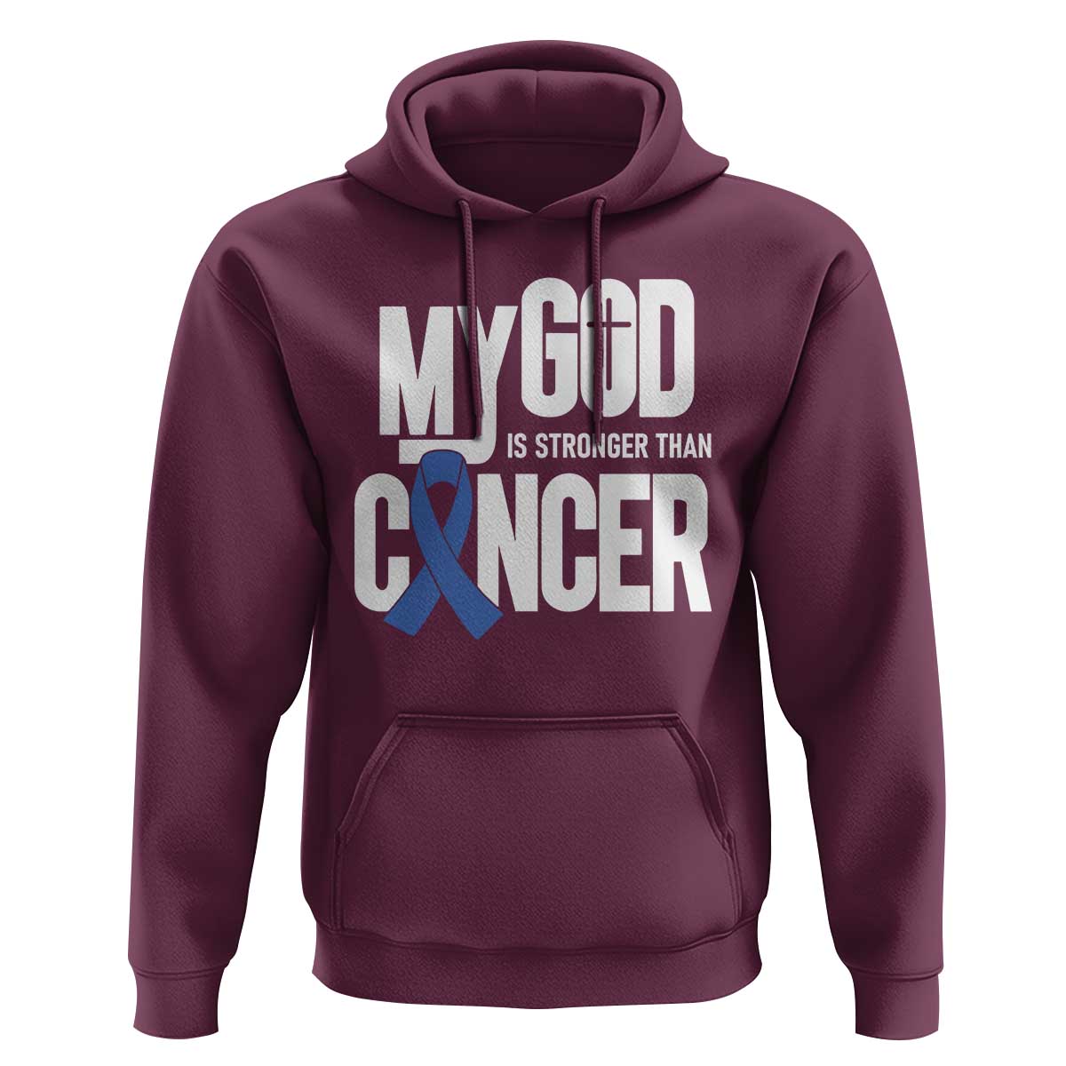 Colorectal Cancer Awareness Hoodie My God Is Stronger Than Cancer