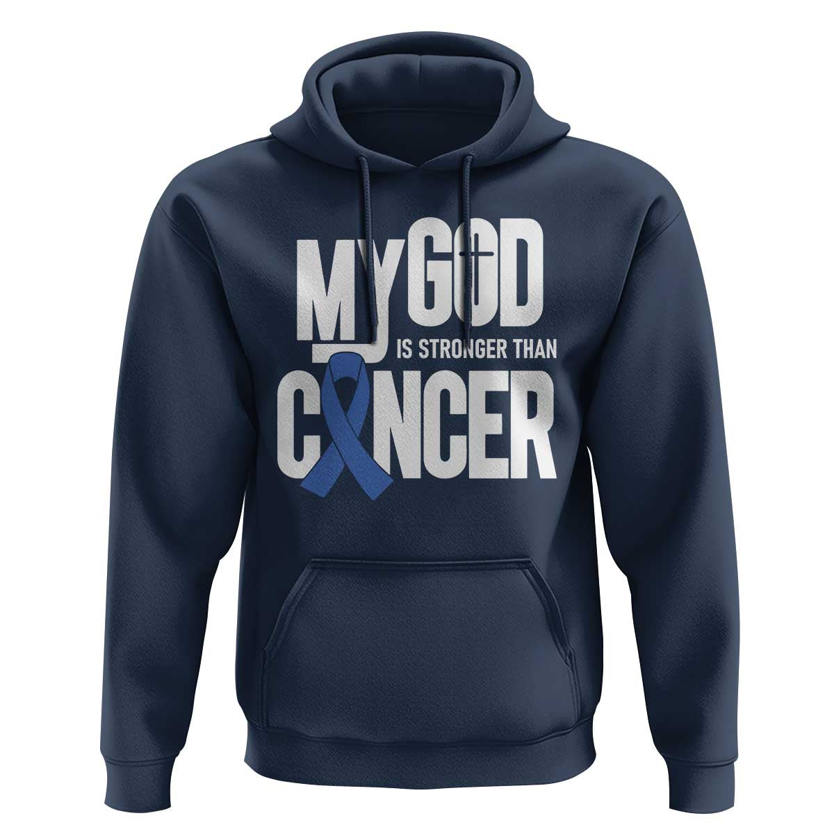 Colorectal Cancer Awareness Hoodie My God Is Stronger Than Cancer