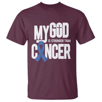 Colorectal Cancer Awareness T Shirt My God Is Stronger Than Cancer