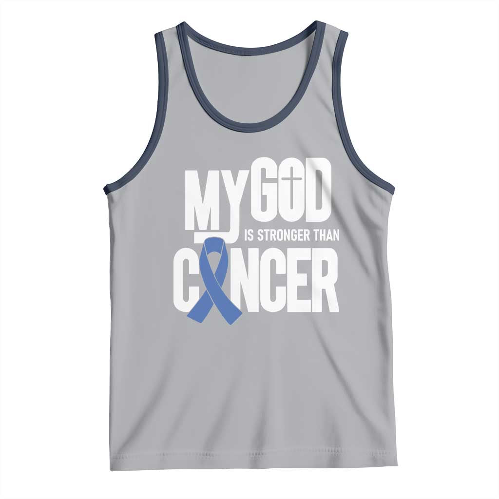 Colorectal Cancer Awareness Tank Top My God Is Stronger Than Cancer