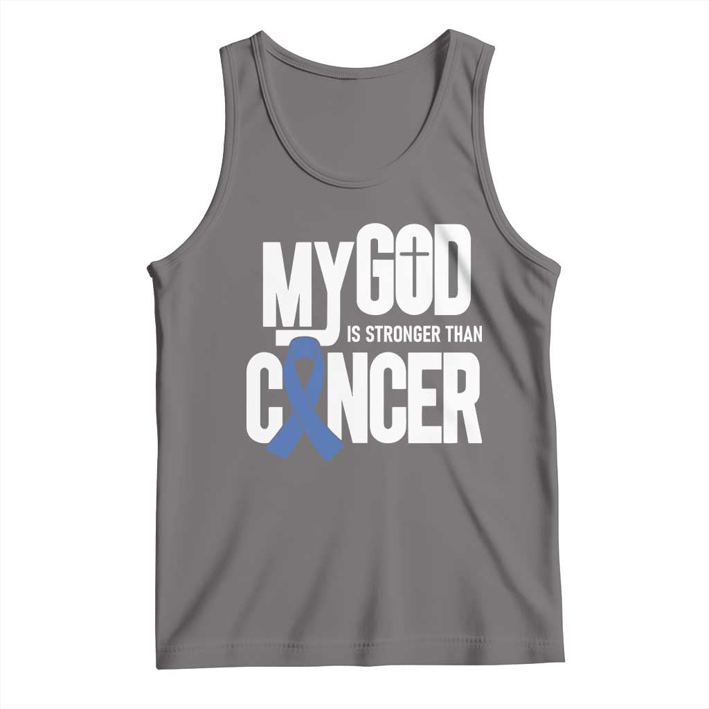 Colorectal Cancer Awareness Tank Top My God Is Stronger Than Cancer
