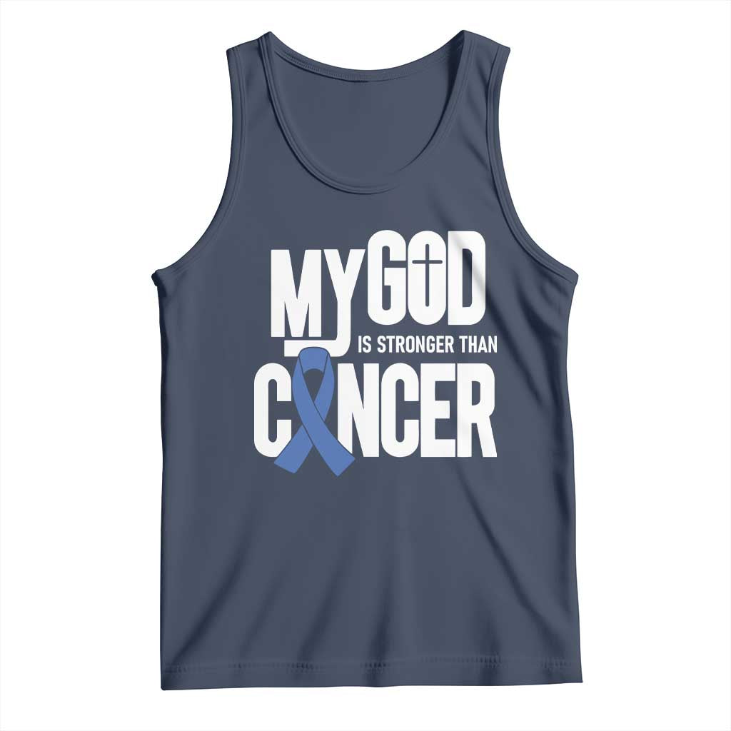 Colorectal Cancer Awareness Tank Top My God Is Stronger Than Cancer