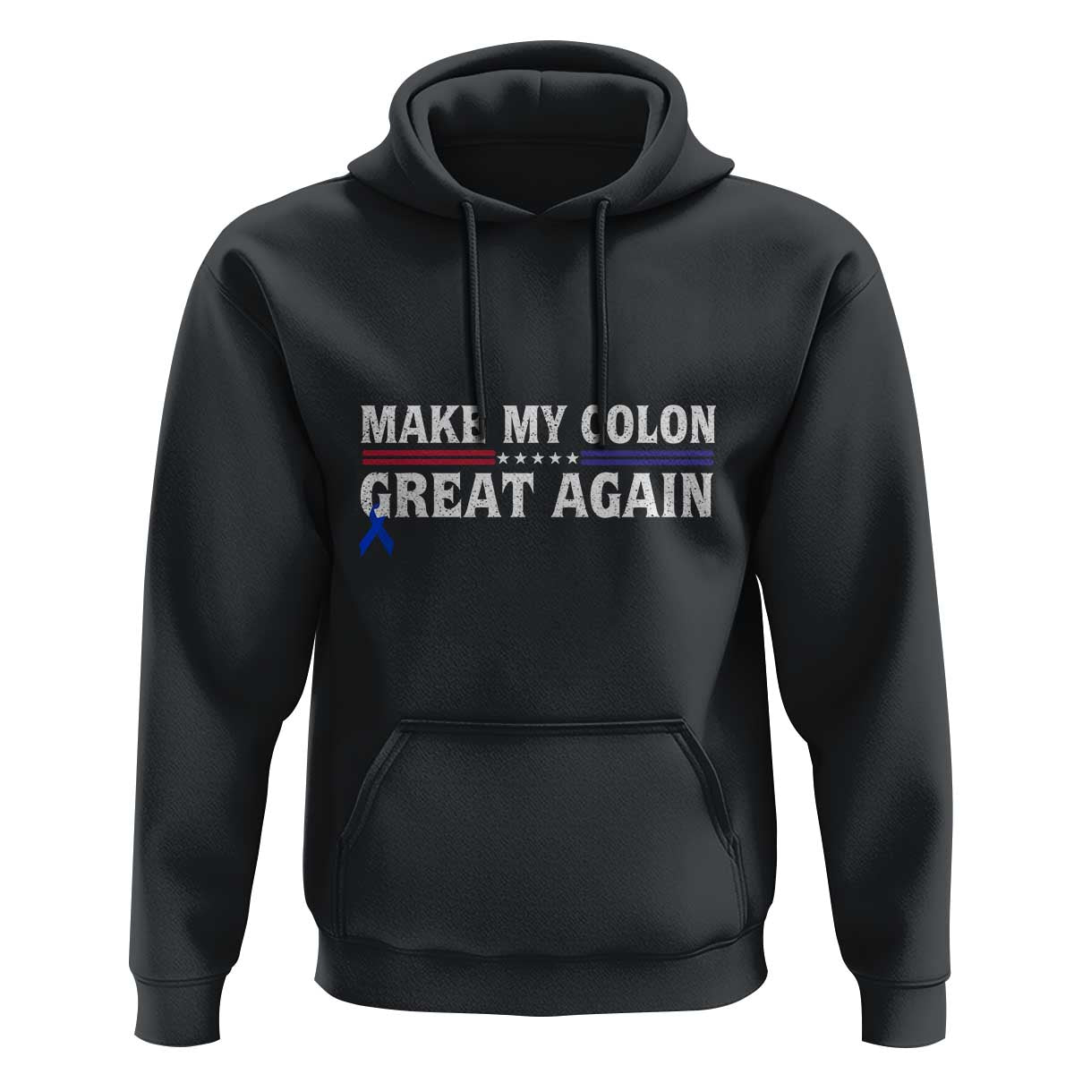 Make My Colon Great Again Hoodie Colorectal Cancer Awareness Vintage Star Blue Ribbon