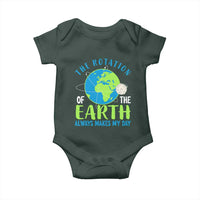 Funny The Rotation Of The Earth Always Makes My Day Baby Onesie Climate Change Earth Day Moon