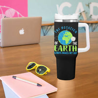 Funny The Rotation Of The Earth Always Makes My Day Tumbler With Handle Climate Change Earth Day Moon