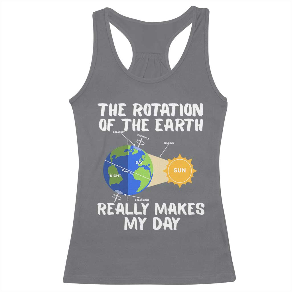 Funny The Rotation Of The Earth Really Makes My Day Racerback Tank Top Climate Change Earth Day