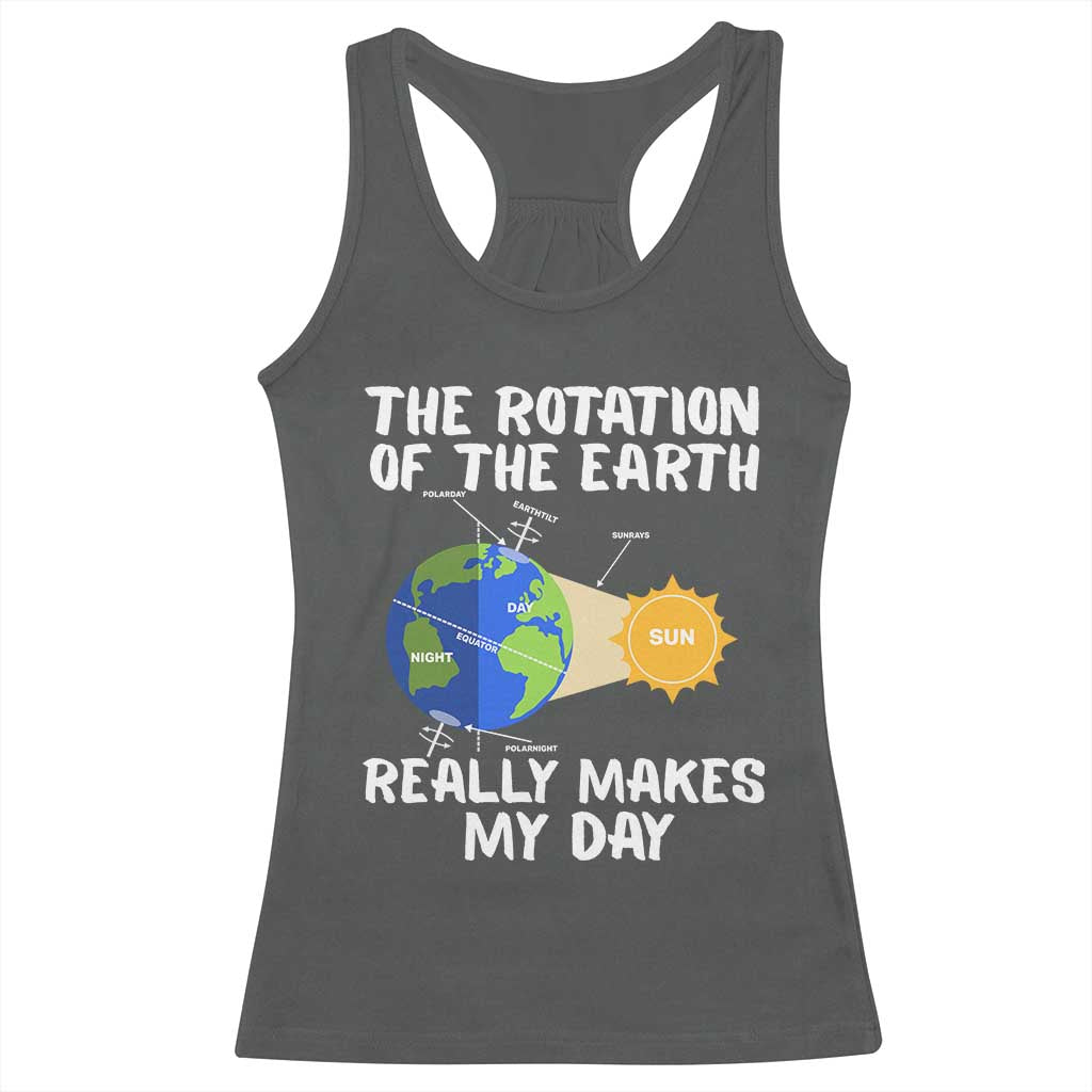 Funny The Rotation Of The Earth Really Makes My Day Racerback Tank Top Climate Change Earth Day