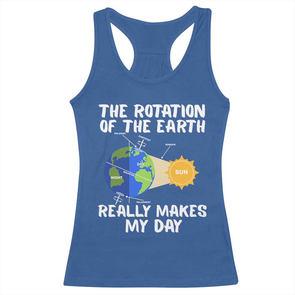 Funny The Rotation Of The Earth Really Makes My Day Racerback Tank Top Climate Change Earth Day