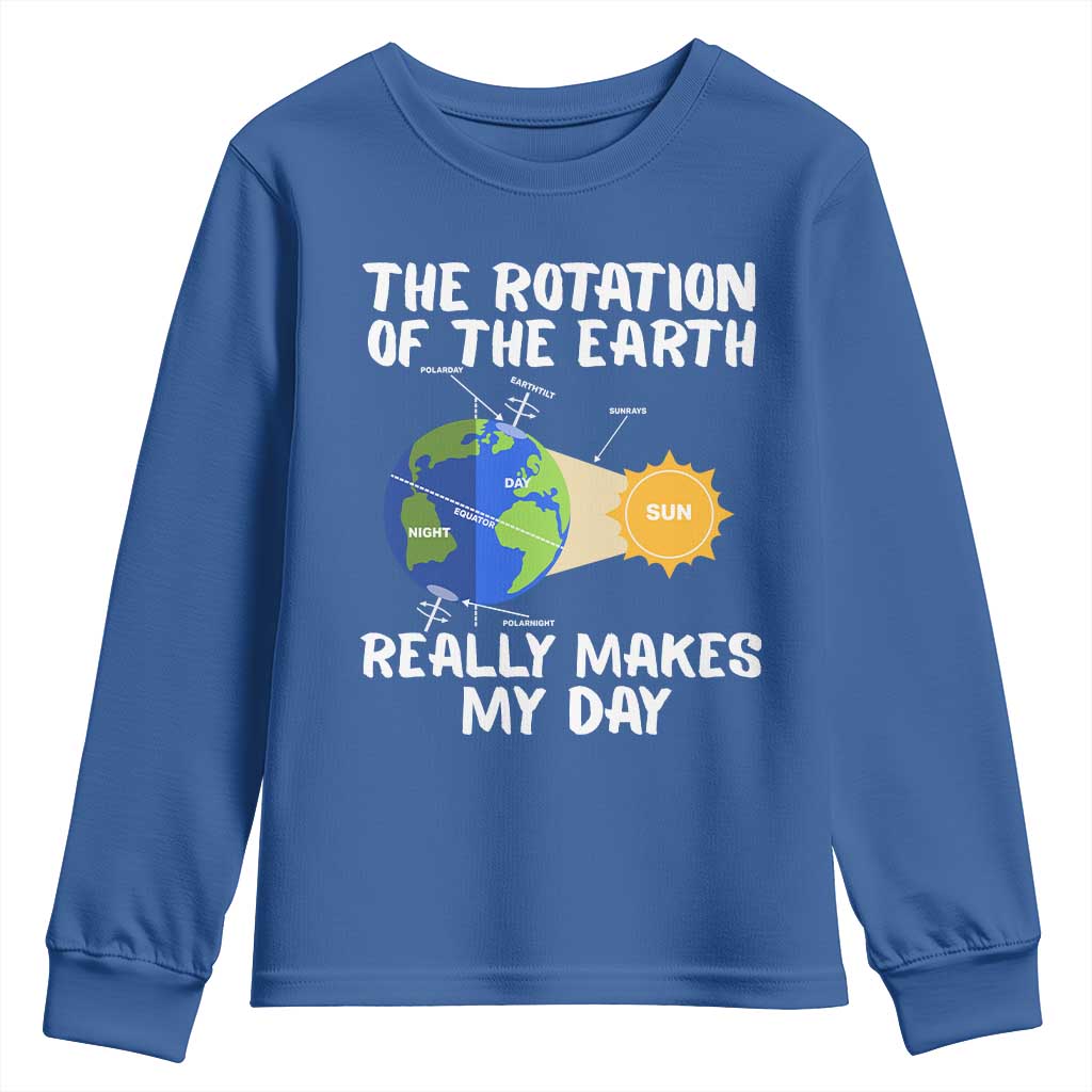 Funny The Rotation Of The Earth Really Makes My Day Youth Sweatshirt Climate Change Earth Day