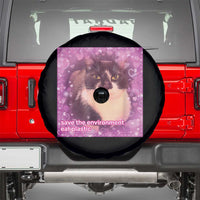 Funny Save The Environment Eat Plastic Spare Tire Cover Cat Meme