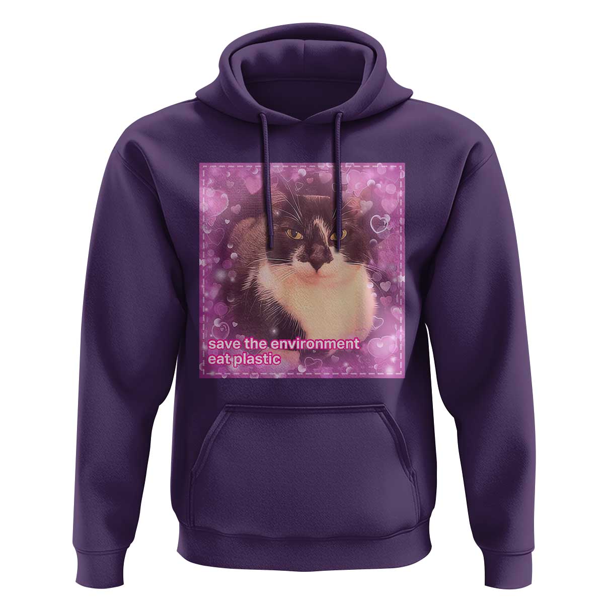 Funny Save The Environment Eat Plastic Hoodie Cat Meme