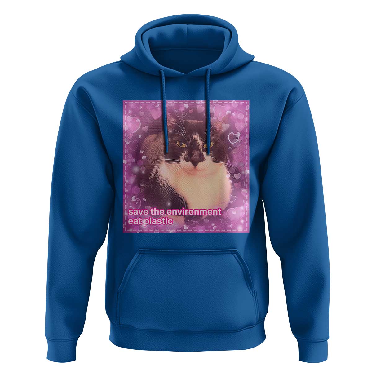 Funny Save The Environment Eat Plastic Hoodie Cat Meme