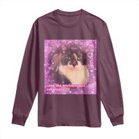 Funny Save The Environment Eat Plastic Long Sleeve Shirt Cat Meme