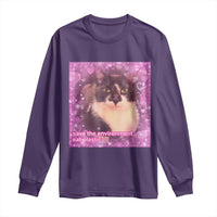 Funny Save The Environment Eat Plastic Long Sleeve Shirt Cat Meme