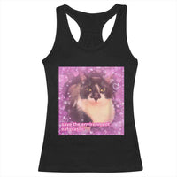 Funny Save The Environment Eat Plastic Racerback Tank Top Cat Meme