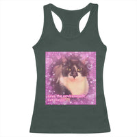 Funny Save The Environment Eat Plastic Racerback Tank Top Cat Meme