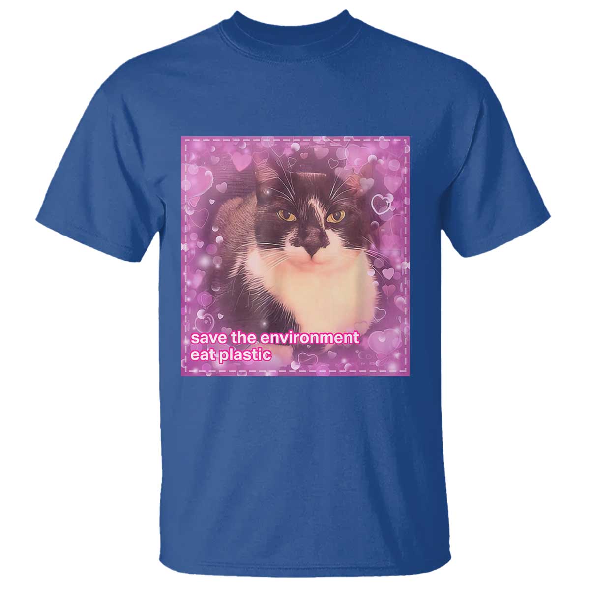 Funny Save The Environment Eat Plastic T Shirt Cat Meme