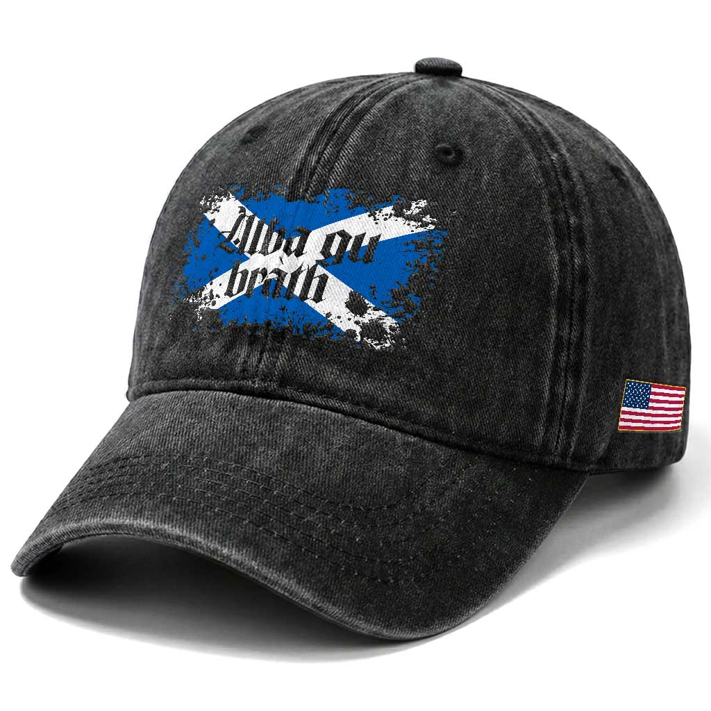 Alba Gu Brath Washed Cotton Baseball Cap Vintage Scottish Scotland Flag Saltire