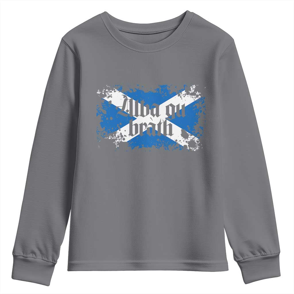 Alba Gu Brath Youth Sweatshirt Vintage Scottish Scotland Flag Saltire