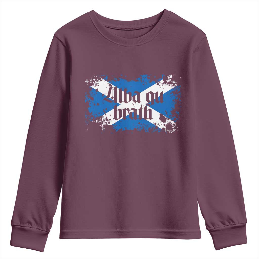 Alba Gu Brath Youth Sweatshirt Vintage Scottish Scotland Flag Saltire