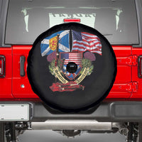 Scottish American Heritage Month Spare Tire Cover Bagpipe Vintage Scottish American Flag Thistle