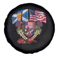Scottish American Heritage Month Spare Tire Cover Bagpipe Vintage Scottish American Flag Thistle