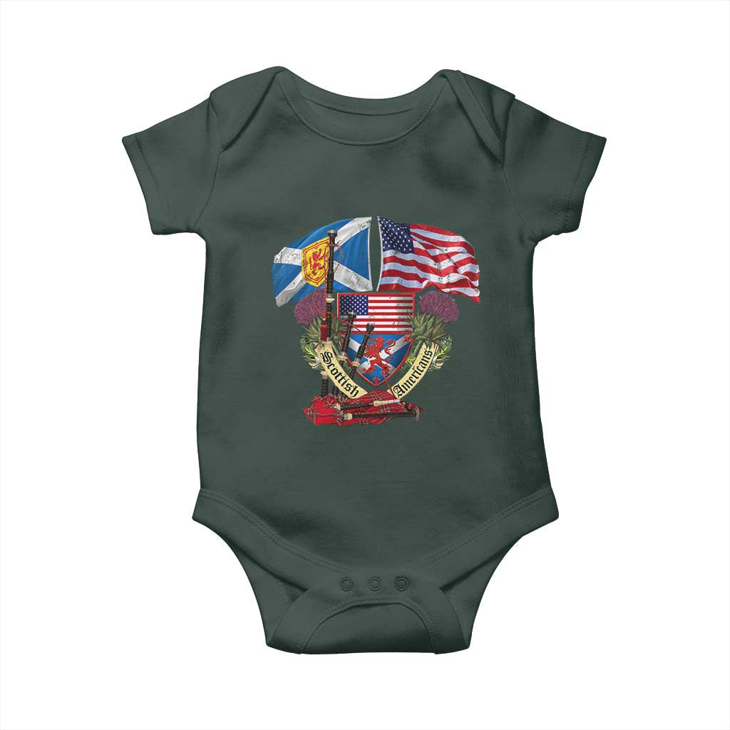 Scottish American Heritage Month Baby Onesie Bagpipe Vintage Scottish American Flag Thistle