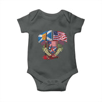 Scottish American Heritage Month Baby Onesie Bagpipe Vintage Scottish American Flag Thistle