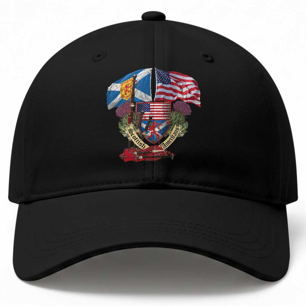 Scottish American Heritage Month Baseball Cap Bagpipe Vintage Scottish American Flag Thistle