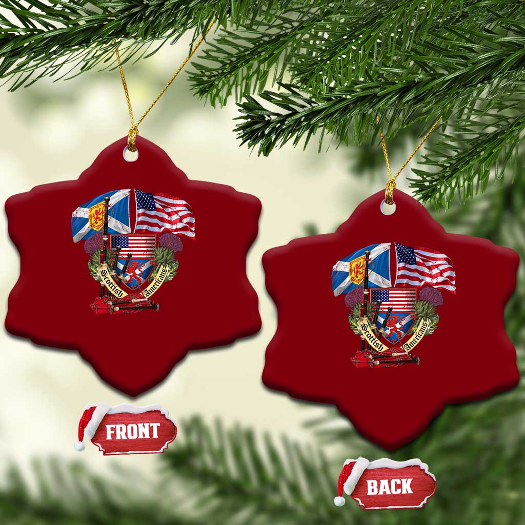 Scottish American Heritage Month Ceramic Ornament Bagpipe Vintage Scottish American Flag Thistle - Wonder Print Shop