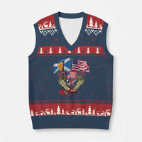 Scottish American Heritage Month V-Neck Knit Sweater Vest Bagpipe Vintage Scottish American Flag Thistle - Wonder Print Shop