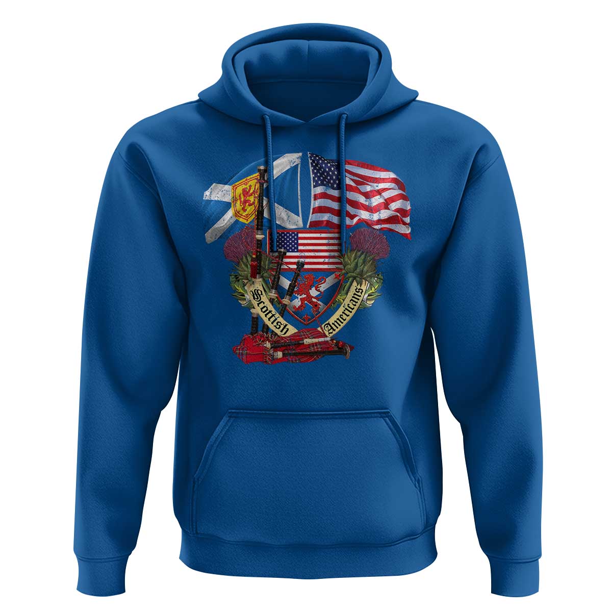Scottish American Heritage Month Hoodie Bagpipe Vintage Scottish American Flag Thistle