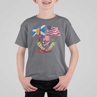 Scottish American Heritage Month T Shirt For Kid Bagpipe Vintage Scottish American Flag Thistle