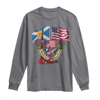 Scottish American Heritage Month Long Sleeve Shirt Bagpipe Vintage Scottish American Flag Thistle