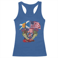 Scottish American Heritage Month Racerback Tank Top Bagpipe Vintage Scottish American Flag Thistle