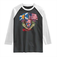 Scottish American Heritage Month Raglan Shirt Bagpipe Vintage Scottish American Flag Thistle
